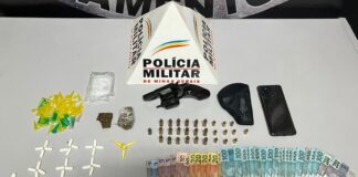 PMMG apreende arma de fogo e drogas nos bairros Santa Edwiges e Morada Nova