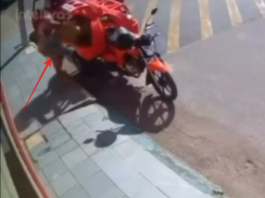 Não está fácil não, mulher furta botijão de gás de entregador na cara dura (vídeo)