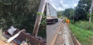 Carreta capota na MG-050 entre Itaúna e Mateus Leme; motorista sai ileso