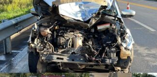 Forte chuva na tarde desta terça-feira, causa acidente na MG 050