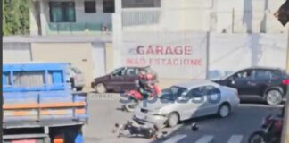 Batida entre moto e carro no Santo Antônio deixa veículos avariados