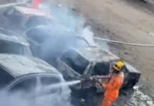 Incêndio atinge pátio do DENTRAN no Bairro de Lourdes