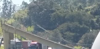 Caminhão bate em passarela e mata mãe e filho