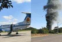 O porta-voz da PMMG se emociona ao falar dos amigos militares; avião era utilizado para transporte de órgãos