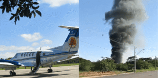 O porta-voz da PMMG se emociona ao falar dos amigos militares; avião era utilizado para transporte de órgãos